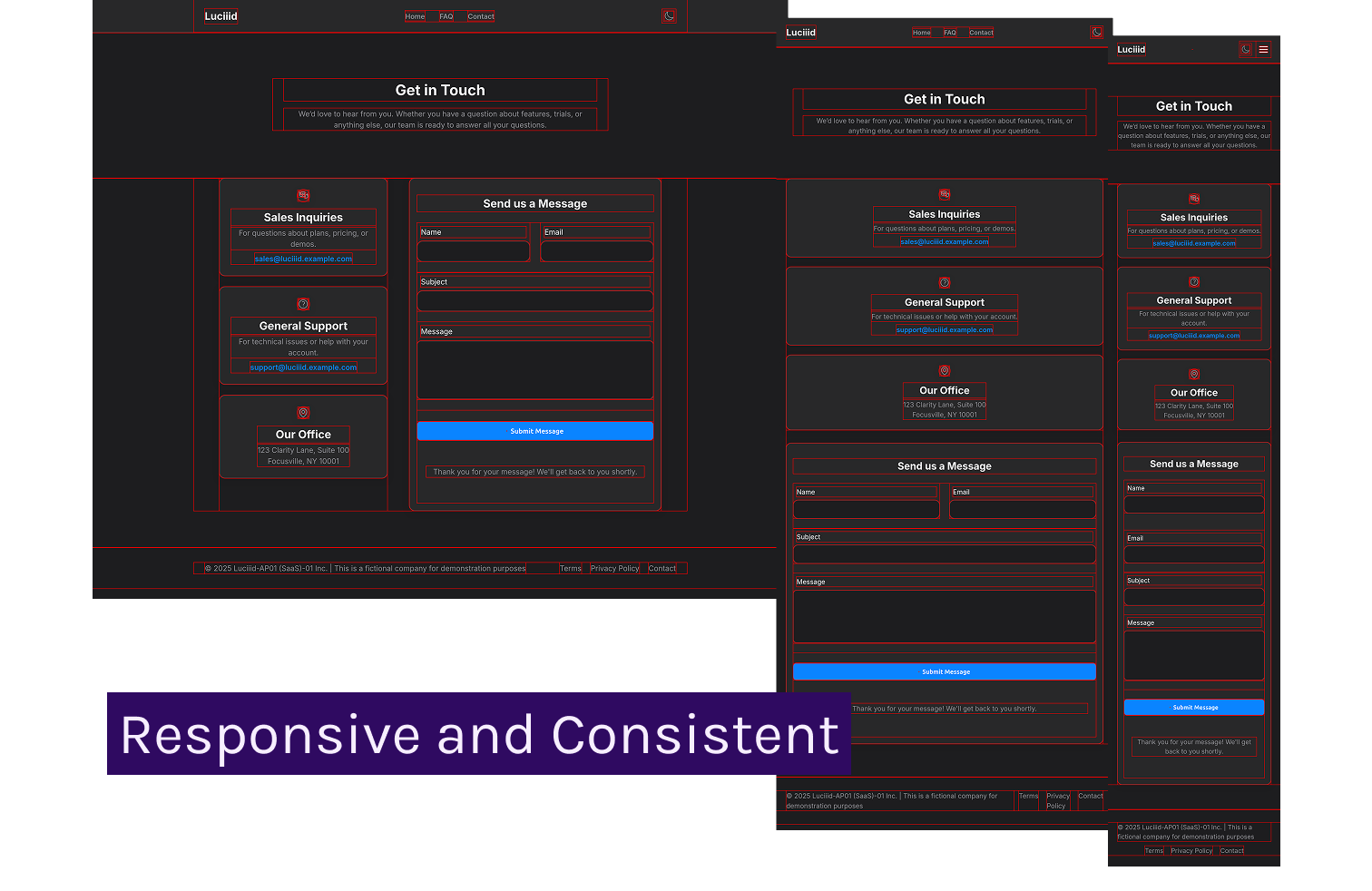An example of a Strategic Solutions consistent design highlighted by a red line to demonstrate its grids.